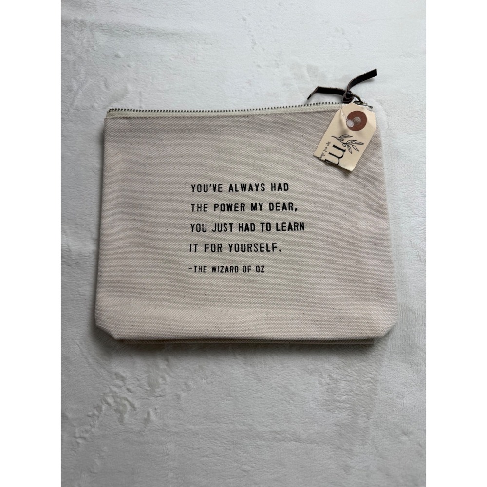 The Wizard of Oz Quote Canvas Zipper Pouch Quote Makeup Bag Cream Natural NEW